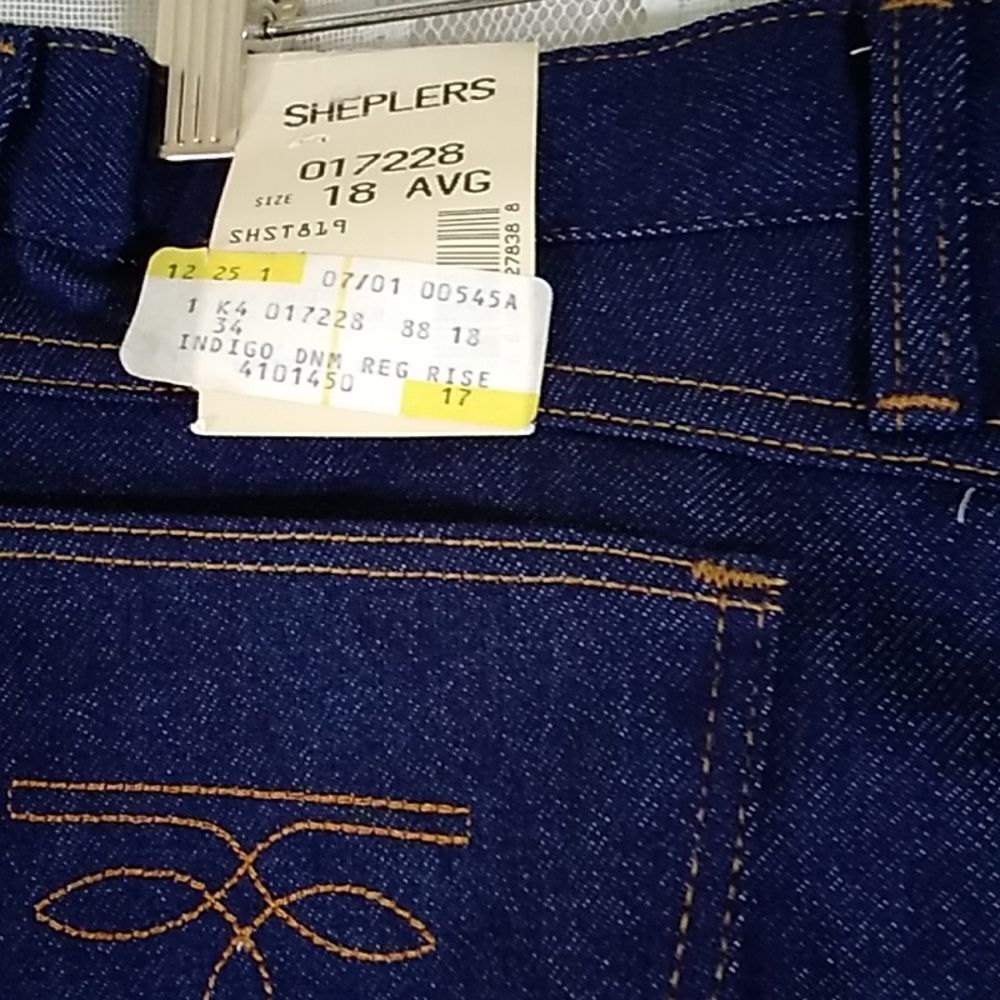 VINTAGE SHEPLERS SIZE 18 AVG INDIGO WOMEN'S JEANS MADE IN U.S.A